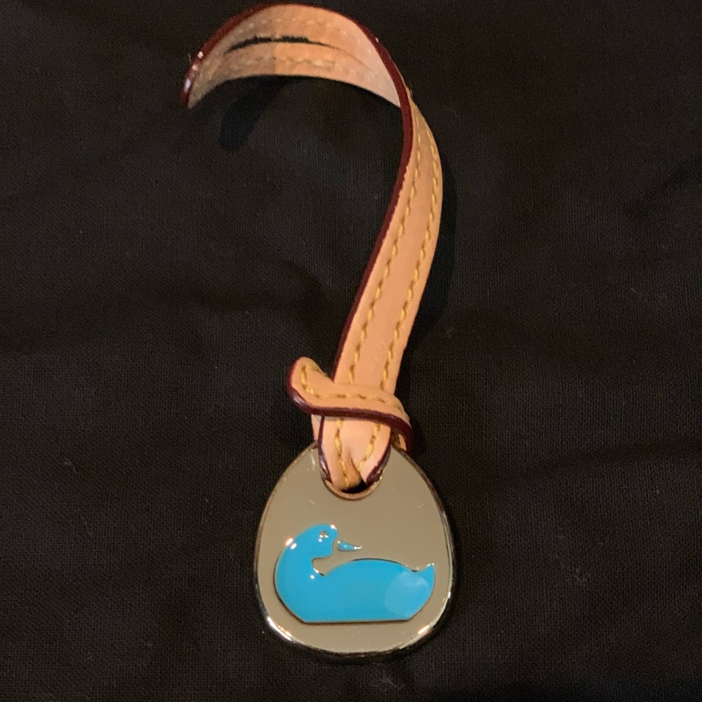 DOONEY & BOURKE Key Fob Charm Natural Leather w/ Blue Duck